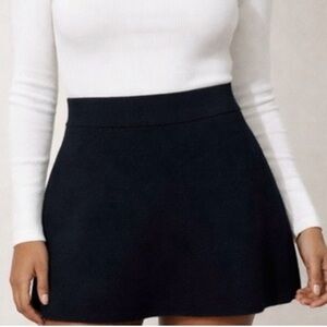 TAHARI Black Wool Blend Knit A Line Mini Skirt
